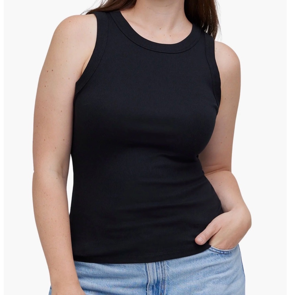 Madewell Women's Supima Ribbed Cutaway Tank Black XS